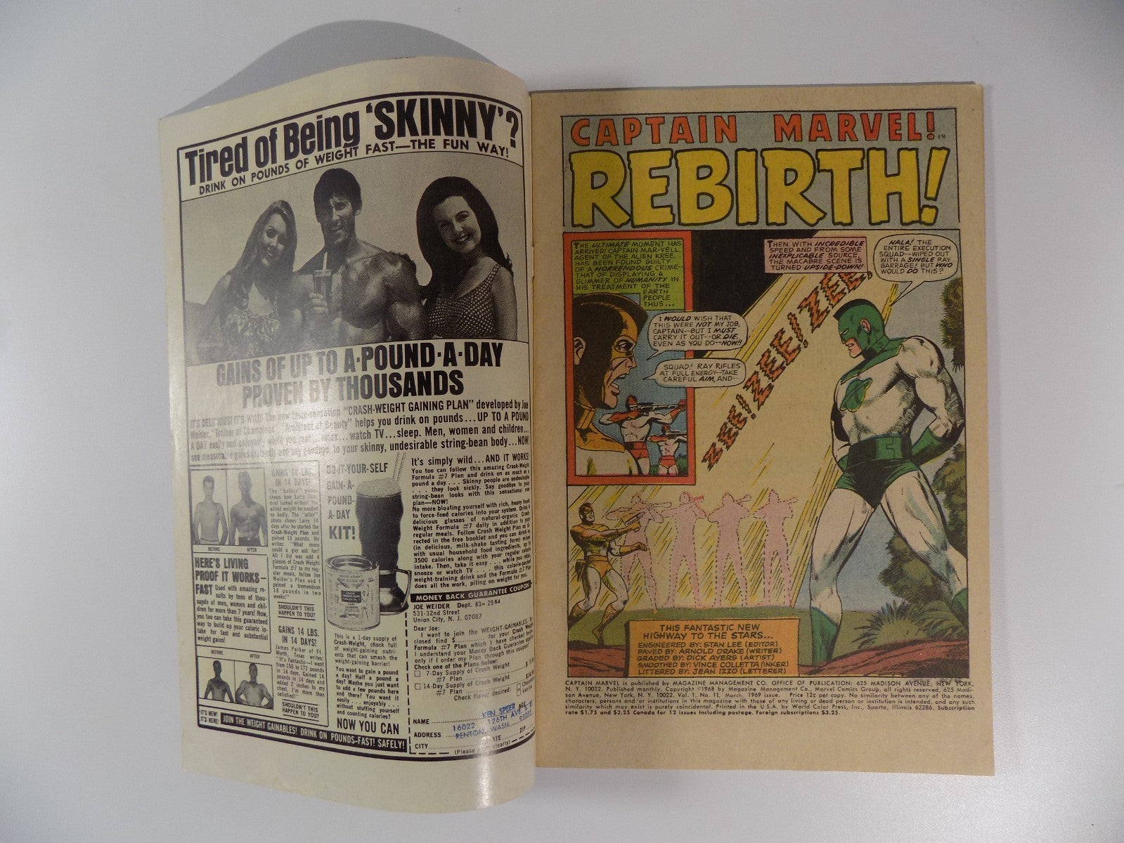 Captain Marvel #11 Marvel Comic March 1969 Very Fine-
