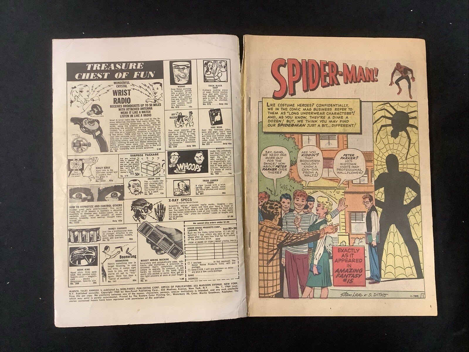 Marvel Tales #1 Annual (1964) 2.0 (G) 2” Spine Split Top, Cover Glue Weakening