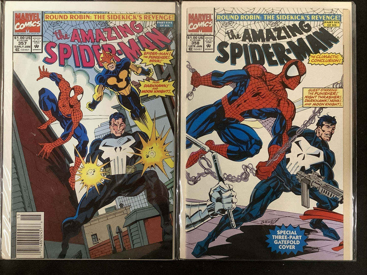 Amazing Spider-Man #350-358 Comic Lot, Marvel, Multiple Newsstand Covers, 1991
