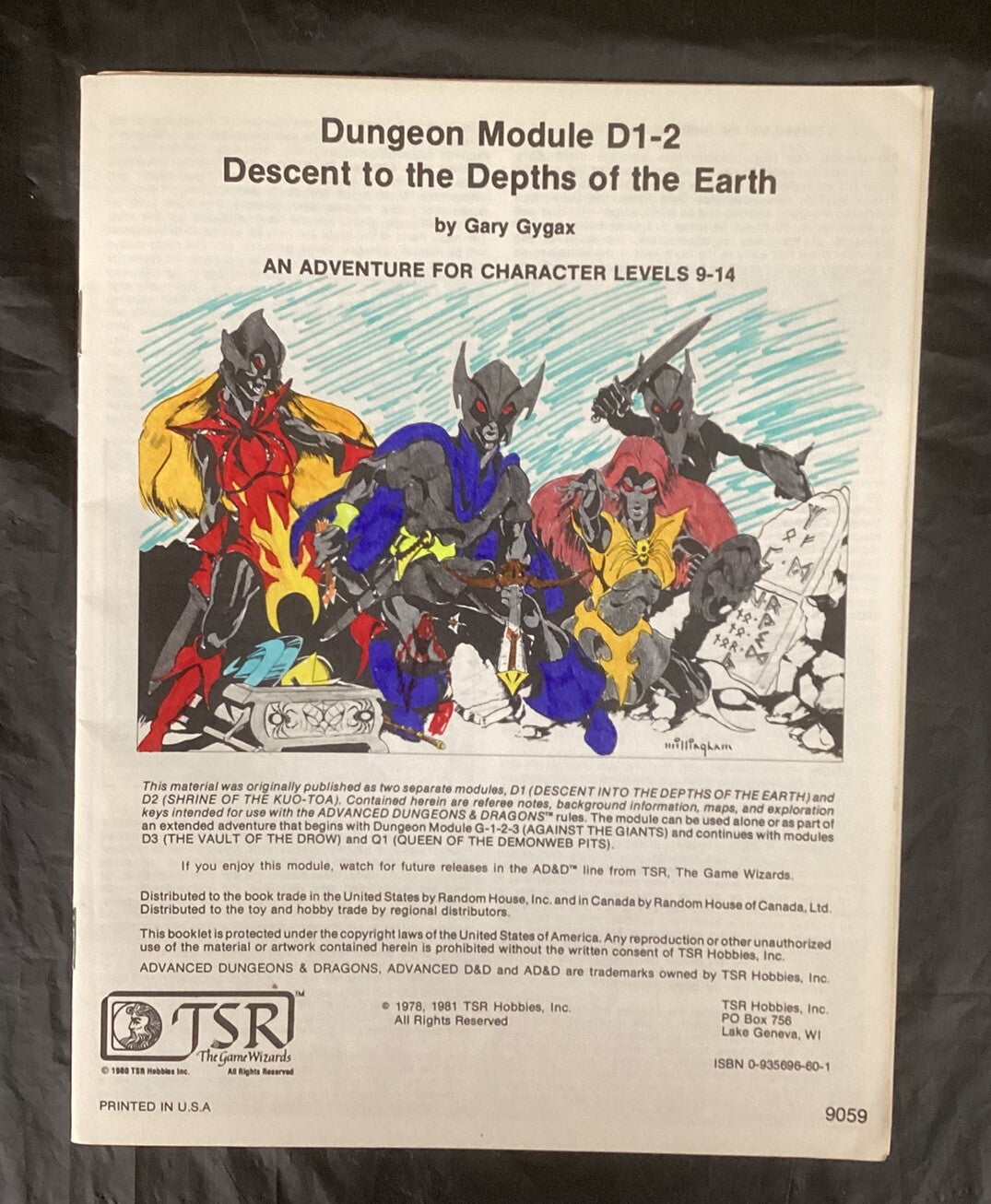 AD&D Dungeon Module D1-2 Descent Into The Depths of Earth 9059 1981 1st Print