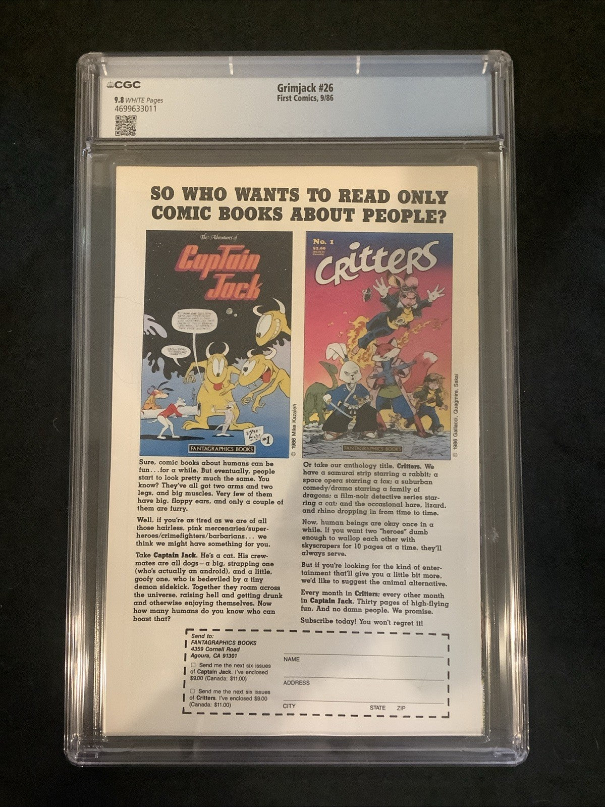 Grimjack #26, CGC Graded 9.8 (NM/M) John Ostrander, Kevin Eastman, 1986