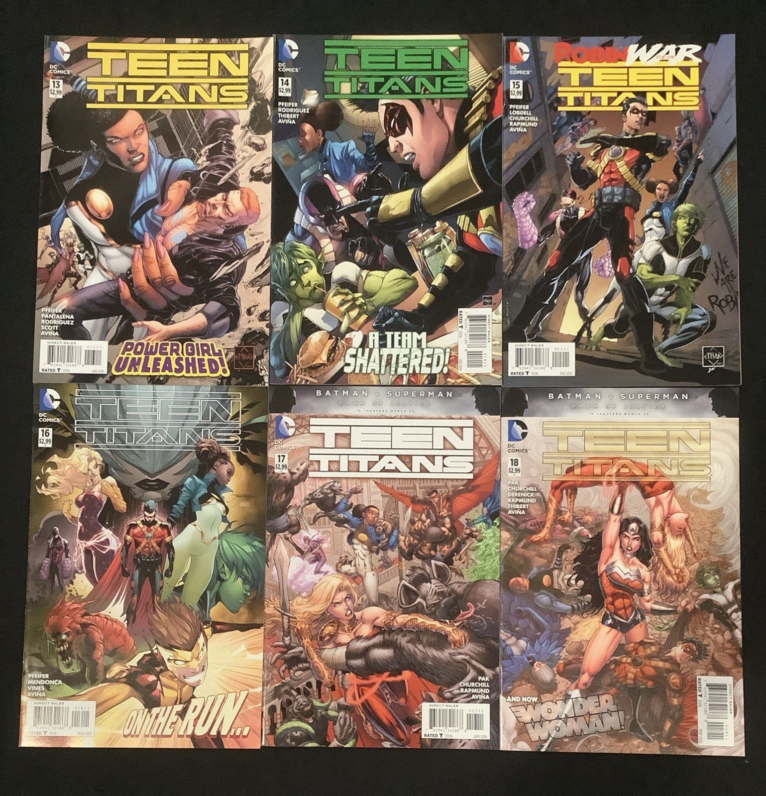 Teen Titans #13-18 Comic Lot, DC Comics, Will Pfeifer/Jorge Jimenez, 2016