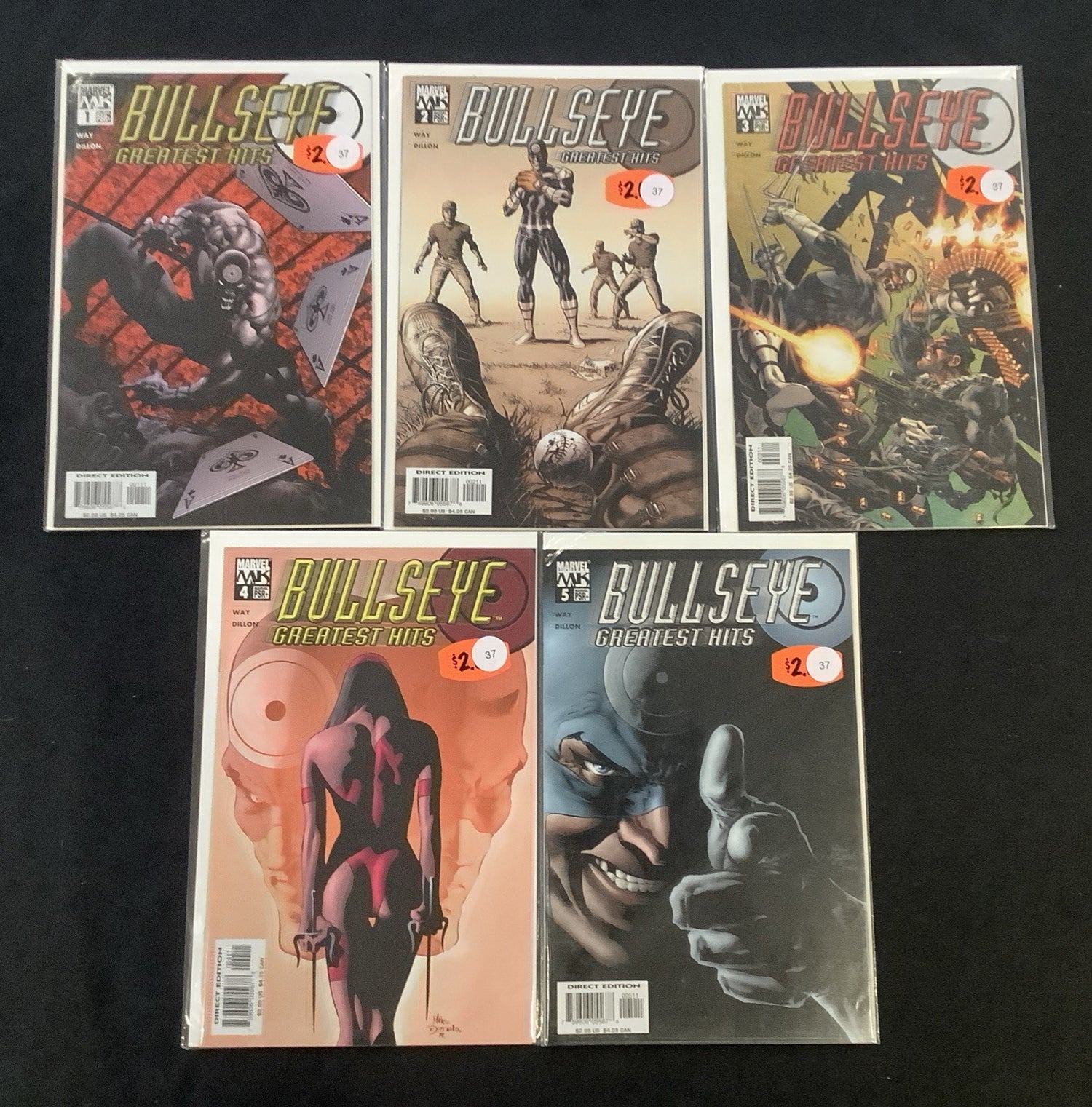 Bullseye Greatest Hits #1-5 Complete Comic Set, Marvel, Daniel Way, 2004