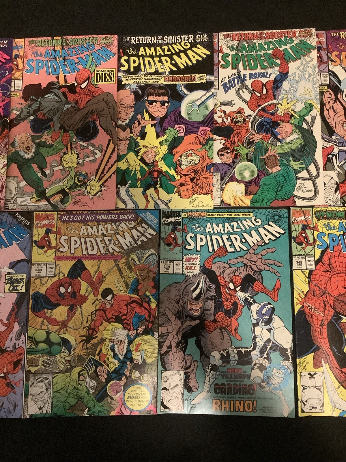 Amazing Spider-Man #334-358 Comic Lot, 1st App Cletus Kasidy, #341 Torn Page