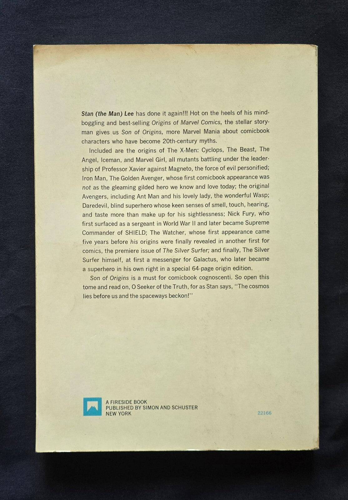 Son of Origins of Marvel Comics By Stan Lee (1st Ed Softcover PB 1975) Fireside