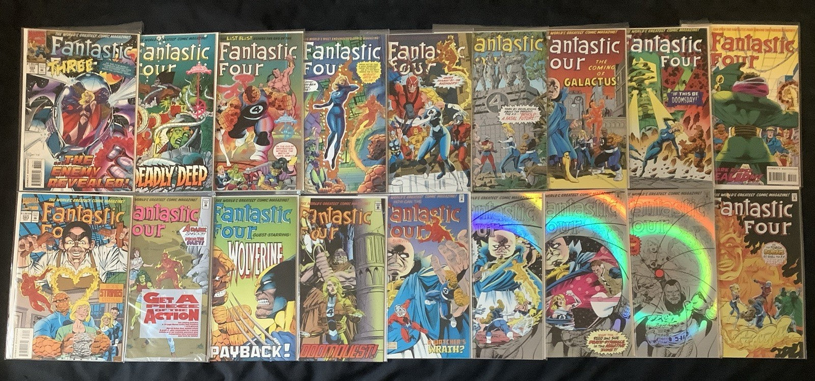 Fantastic Four #384-401 Comic Lot, Marvel Comics, Newsstand #390, Sealed Polybag