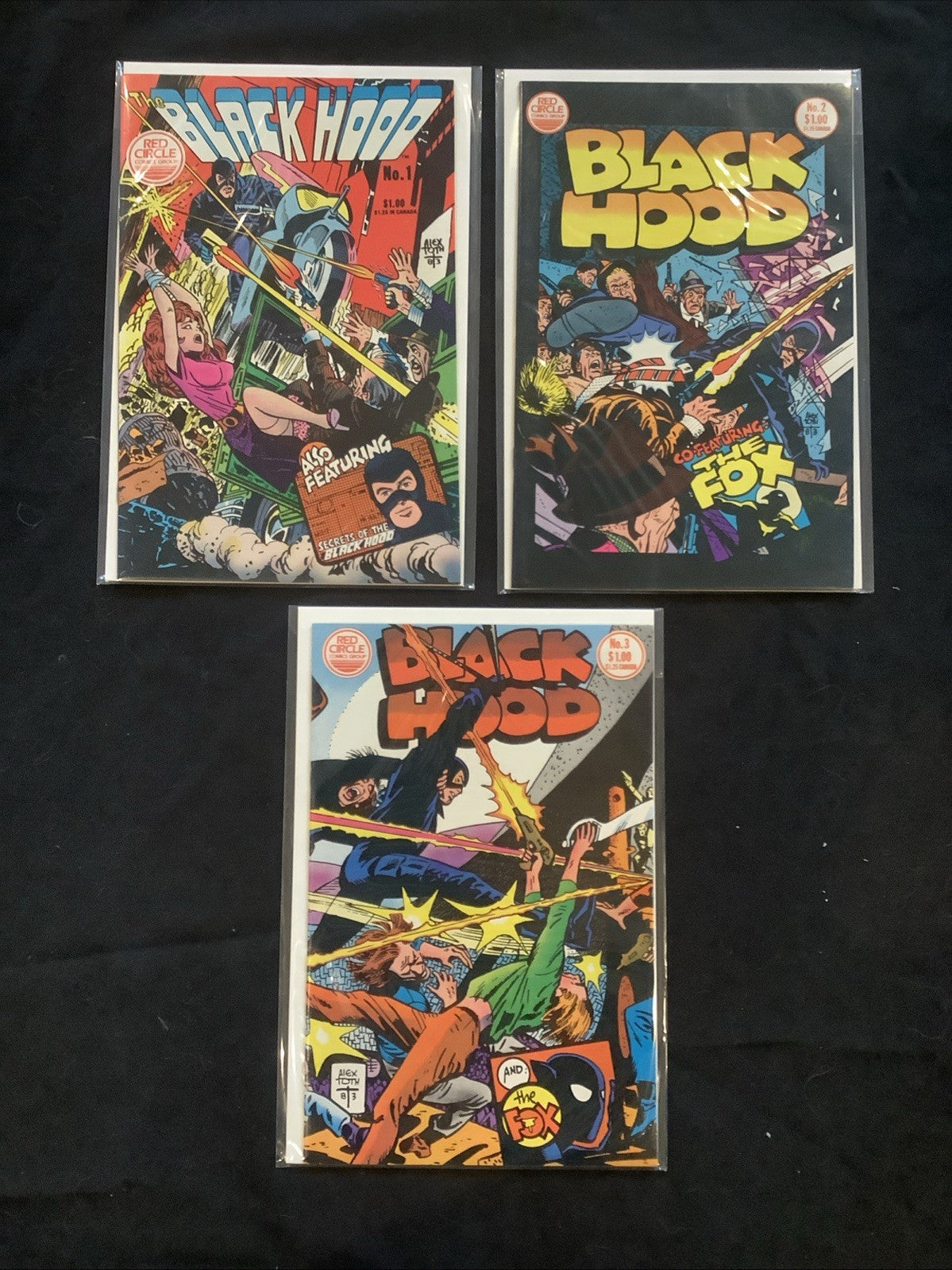 The Black Hood #1-3 Complete Comic Set, Red Circle, Alex Toth Cover, 1983