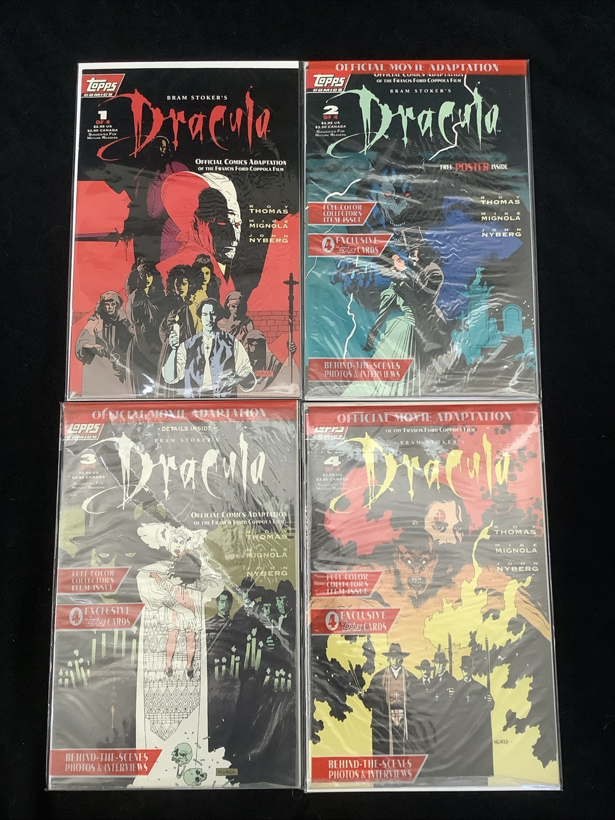 Bram Stoker's Dracula #1-4 Complete Comic Set, Topps Comics, W/ Trading Cards