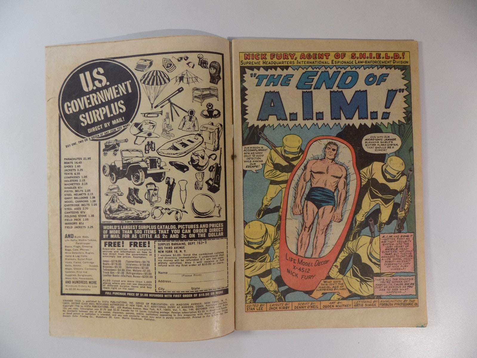 Strange Tales #149 Marvel Comic October 1966 Very Good/Fine