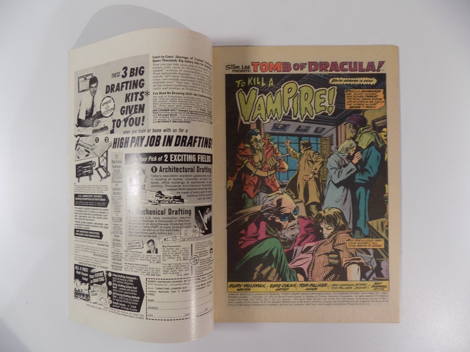 Tomb of Dracula #13 Marvel Comic October 1973 Very Fine+