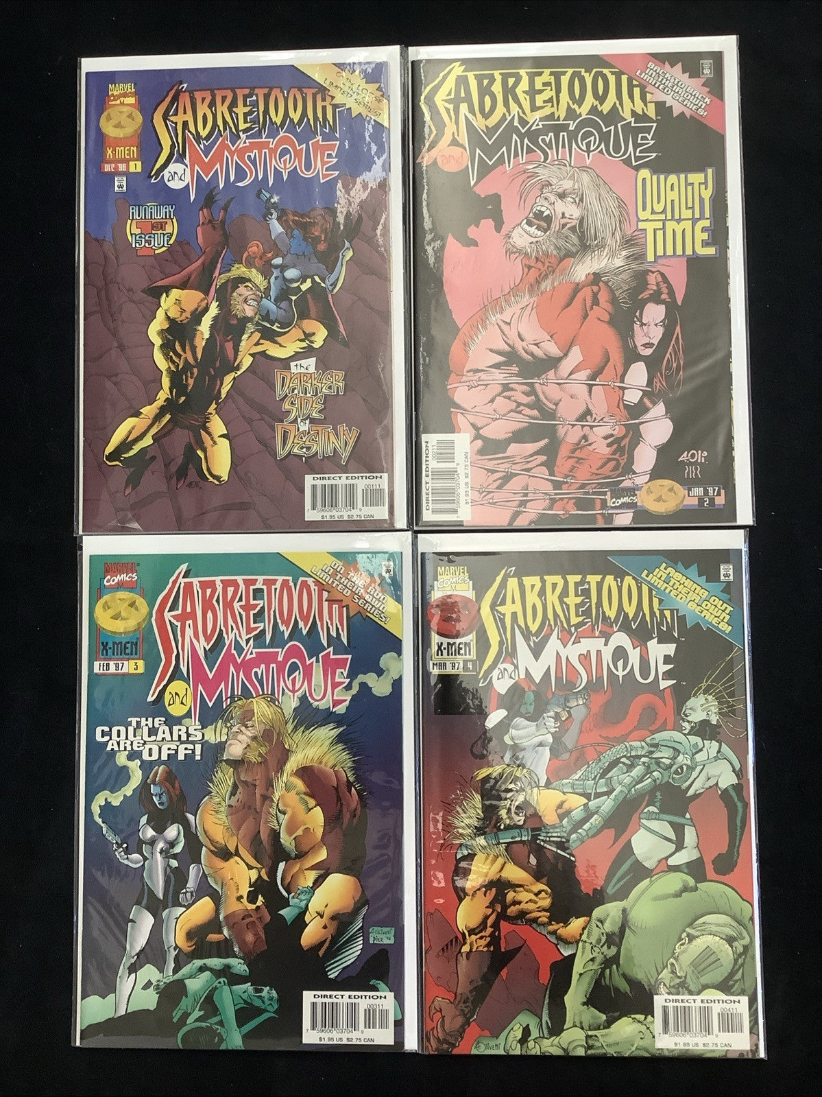 Mystique & Sabretooth #1-4 Complete Comic Set, Marvel, Ariel Olivetti, 1996