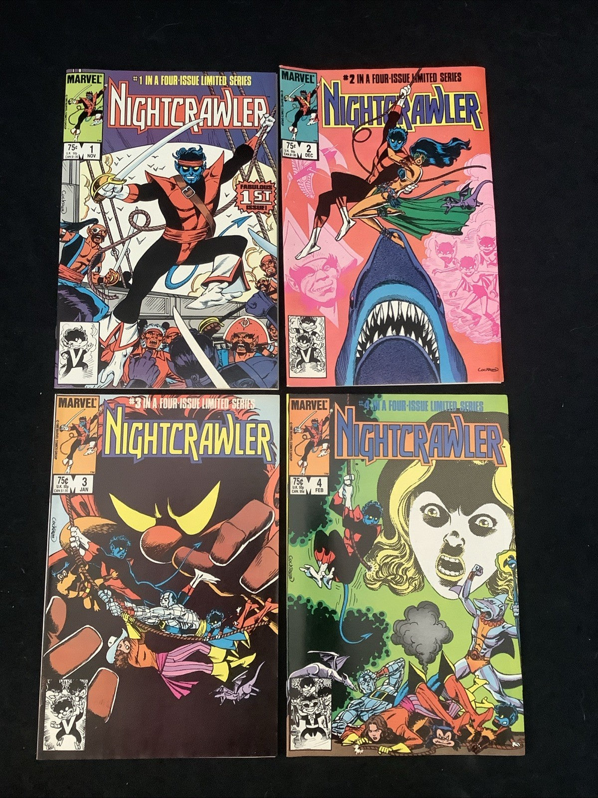 Nightcrawler #1-4 Complete Comic Mini Series, Marvel Comics, Dave Cockrum, 1985