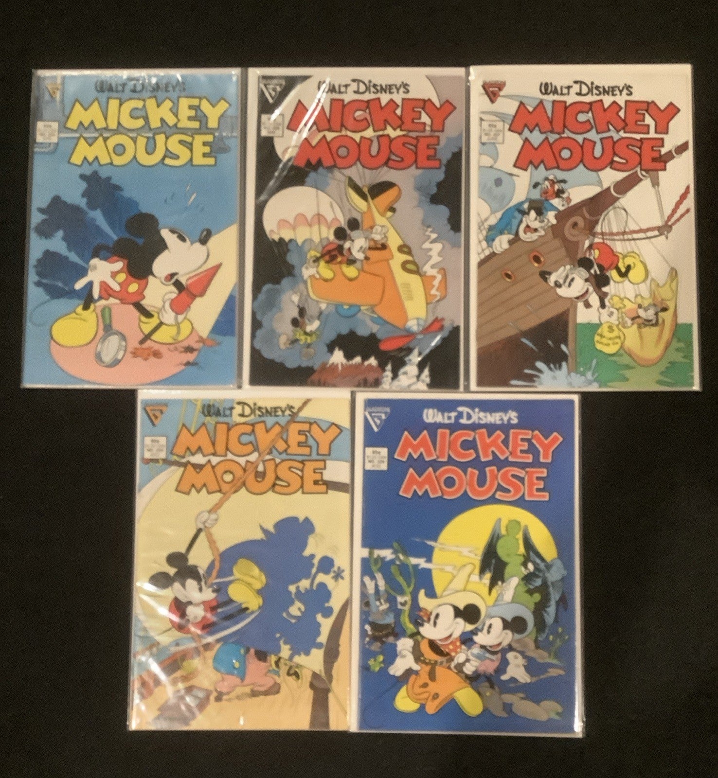 Mickey Mouse #225-229 - Five Comic Lot, Gladstone Comics, 1987