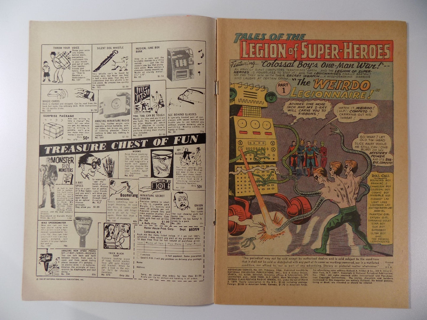 Adventure Comics #341 DC Comic February 1966 Very Fine-