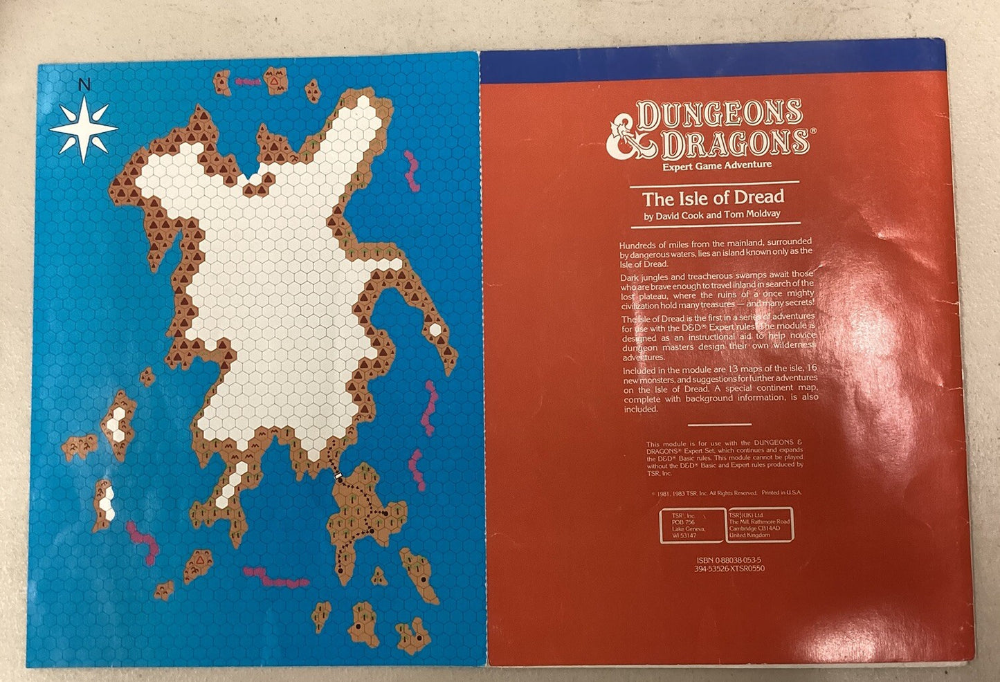 D&D Module X1-The Isle of Dread (Orange)-Dungeons & Dragons-TSR 9043 With Map D1