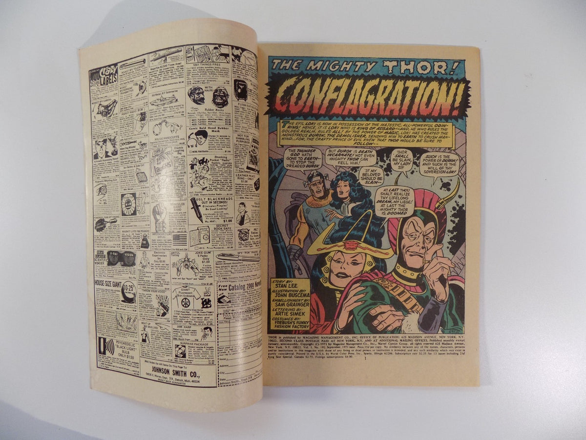 Thor #192 Marvel Comic September 1971 Very Fine