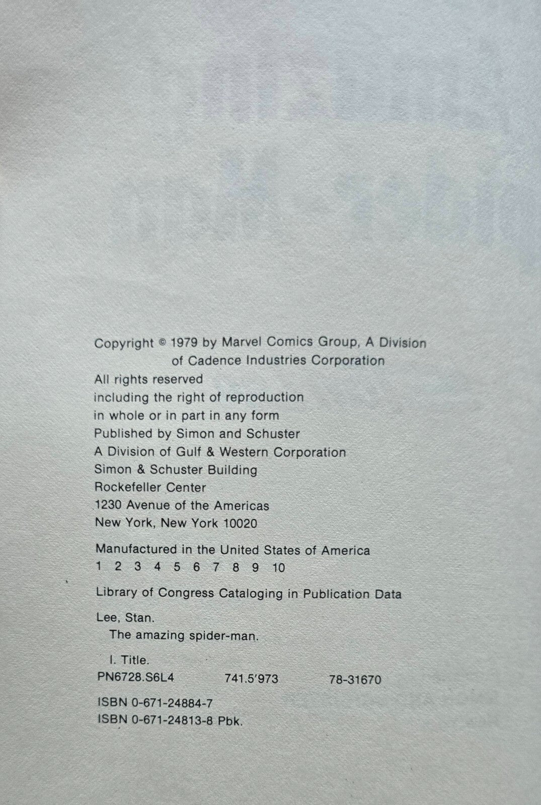 The Amazing Spider-Man By Stan Lee (1st Ed Fireside PB 1979) Low Grade Reader