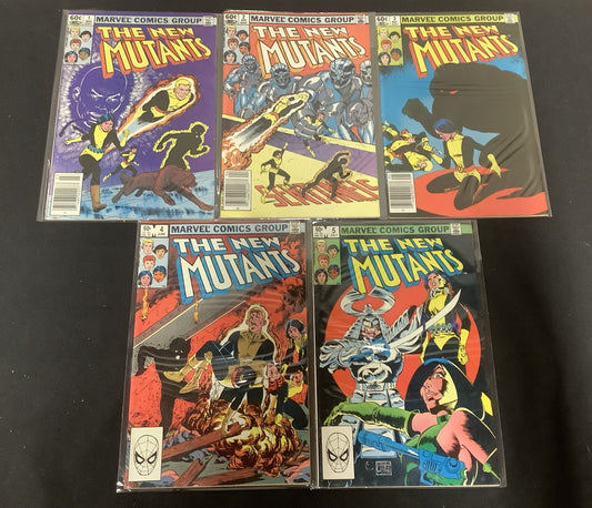 The New Mutants #1-5 Comic Lot, Newsstand Edtitions, Chris Claremont/Bob McLeod