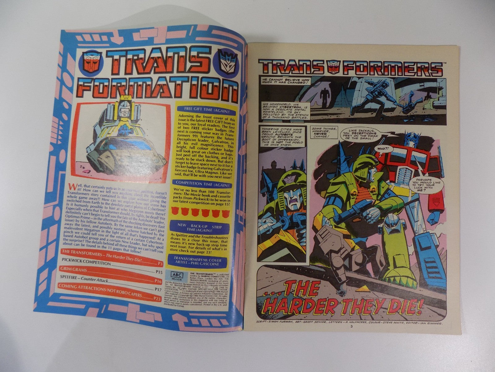 Transformers #98 Marvel UK Weekly Magazine Comic Jan. 1987 VF+ Very Fine+