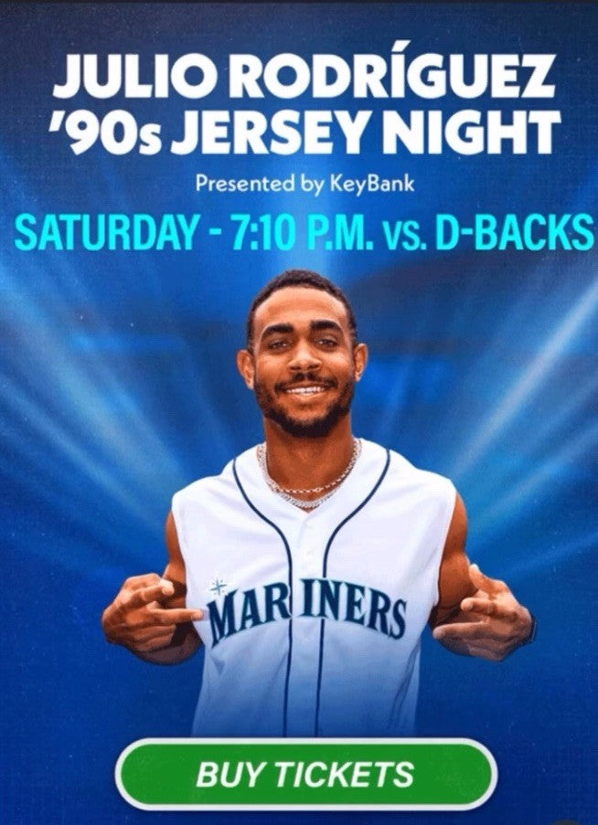 NEW UNOPENED 2026 Mariners Julio Rodriguez 90s Jersey Night SGA Adult XL