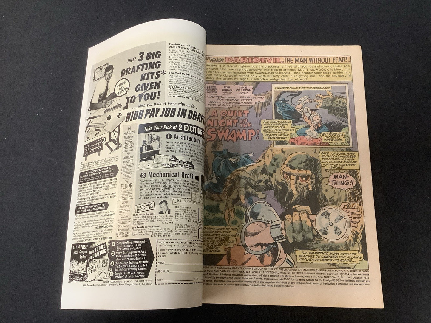 Daredevil #114 (Marvel Comics October 1974) VF (8.0) Steve Gerber, Man-Thing