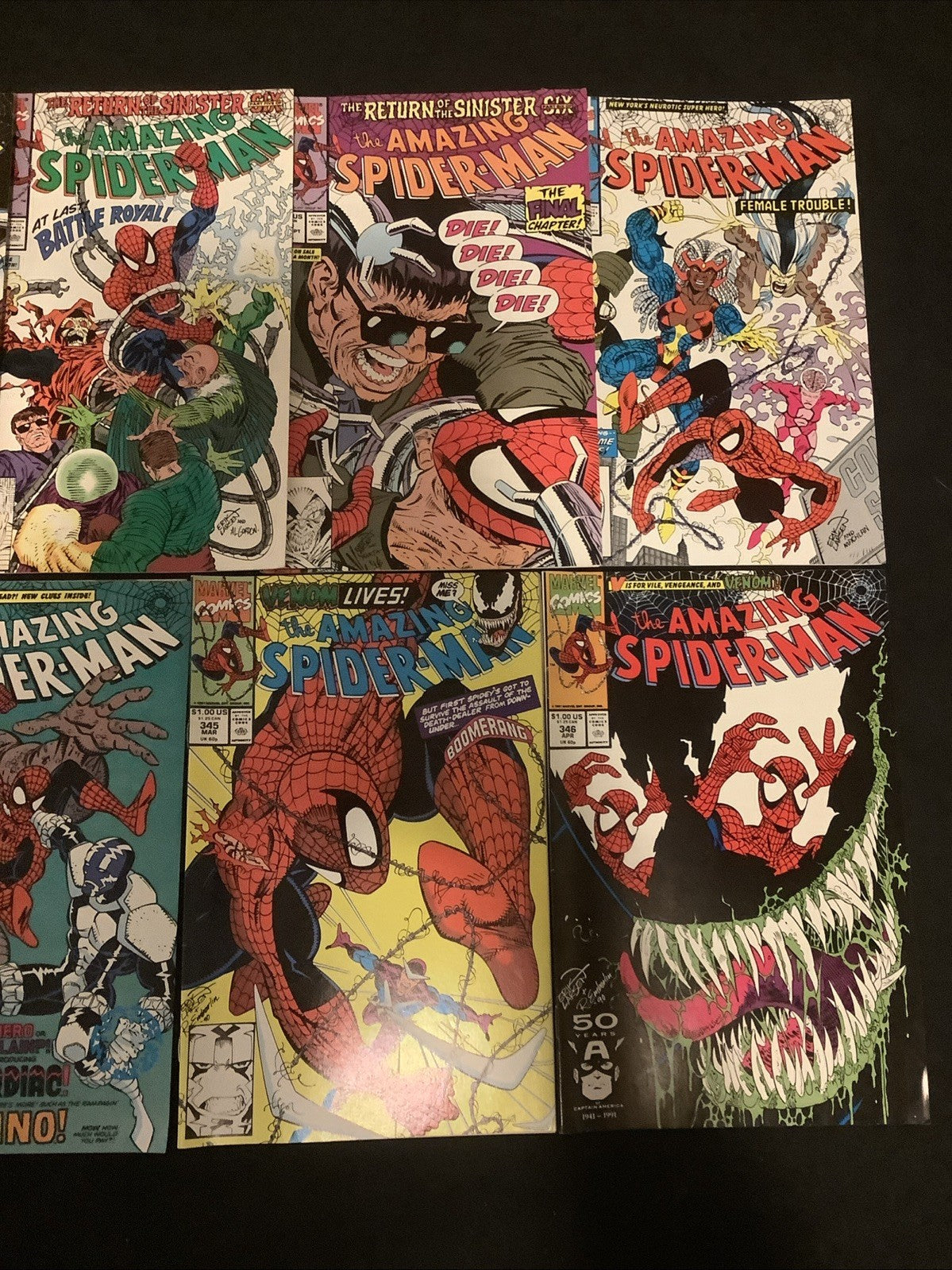Amazing Spider-Man #334-358 Comic Lot, 1st App Cletus Kasidy, #341 Torn Page
