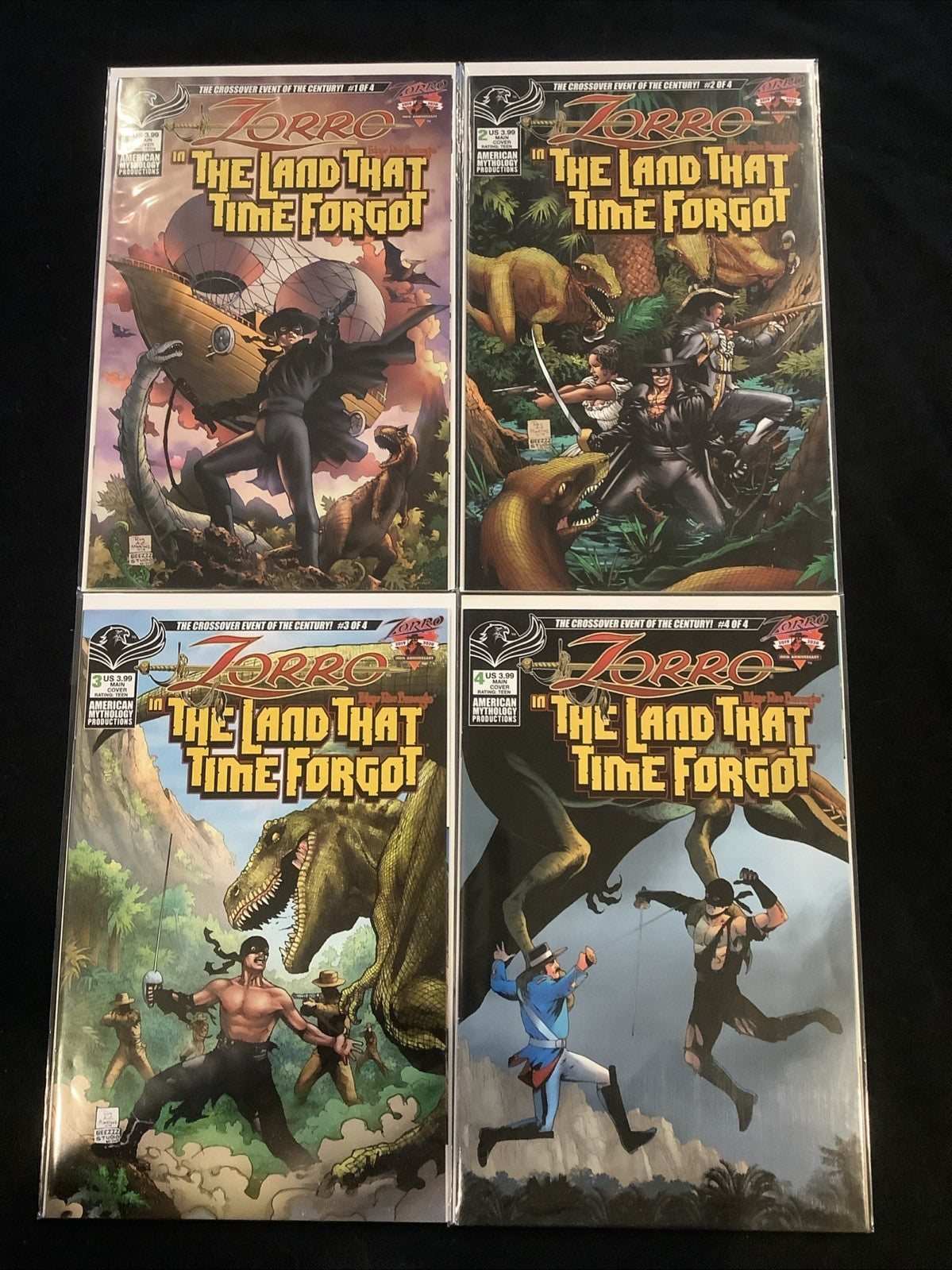 Zorro in The Land That Time Forgot #1-4 Complete Comic Set, American Mythology