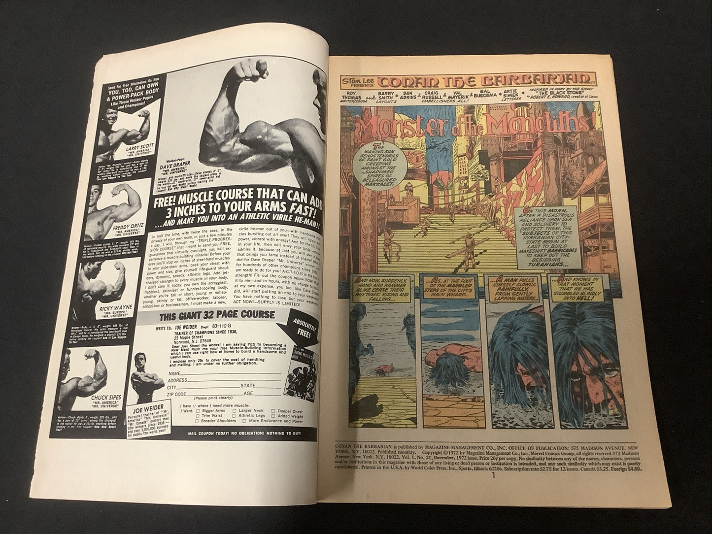 Conan the Barbarian #21 (Marvel Comics December 1972) F/VF (7.0) Roy Thomas