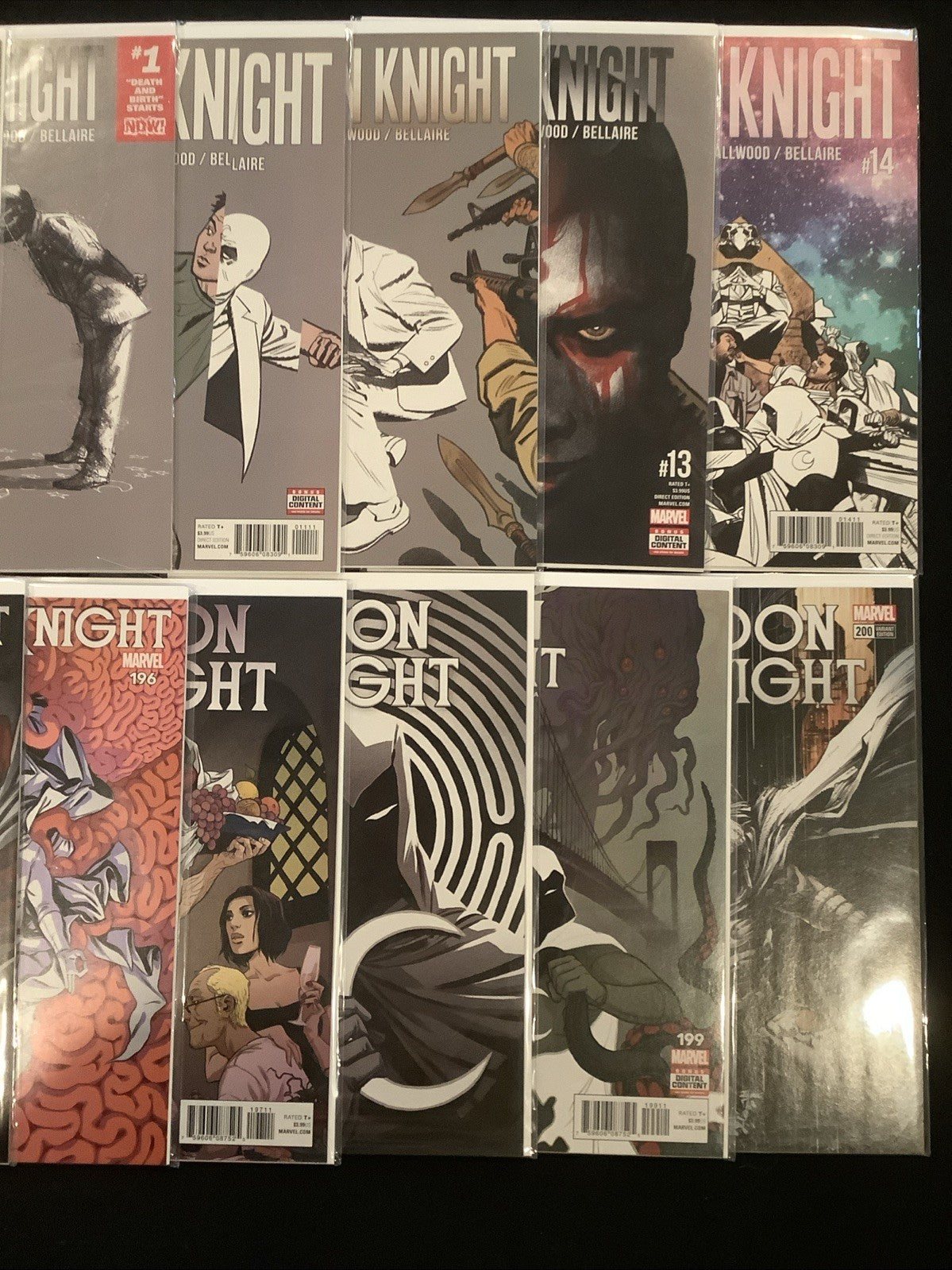 Moon Knight #1-14 + #188-200 Complete Comic Set, Marvel, #1 3rd Print Green Cvr