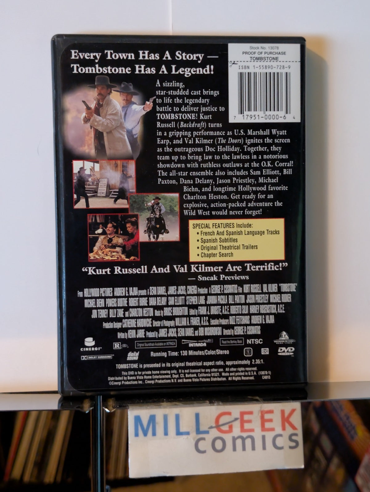 Tombstone - Kurt Russell & Val Kilmer, Widescreen (DVD 1993) -JD