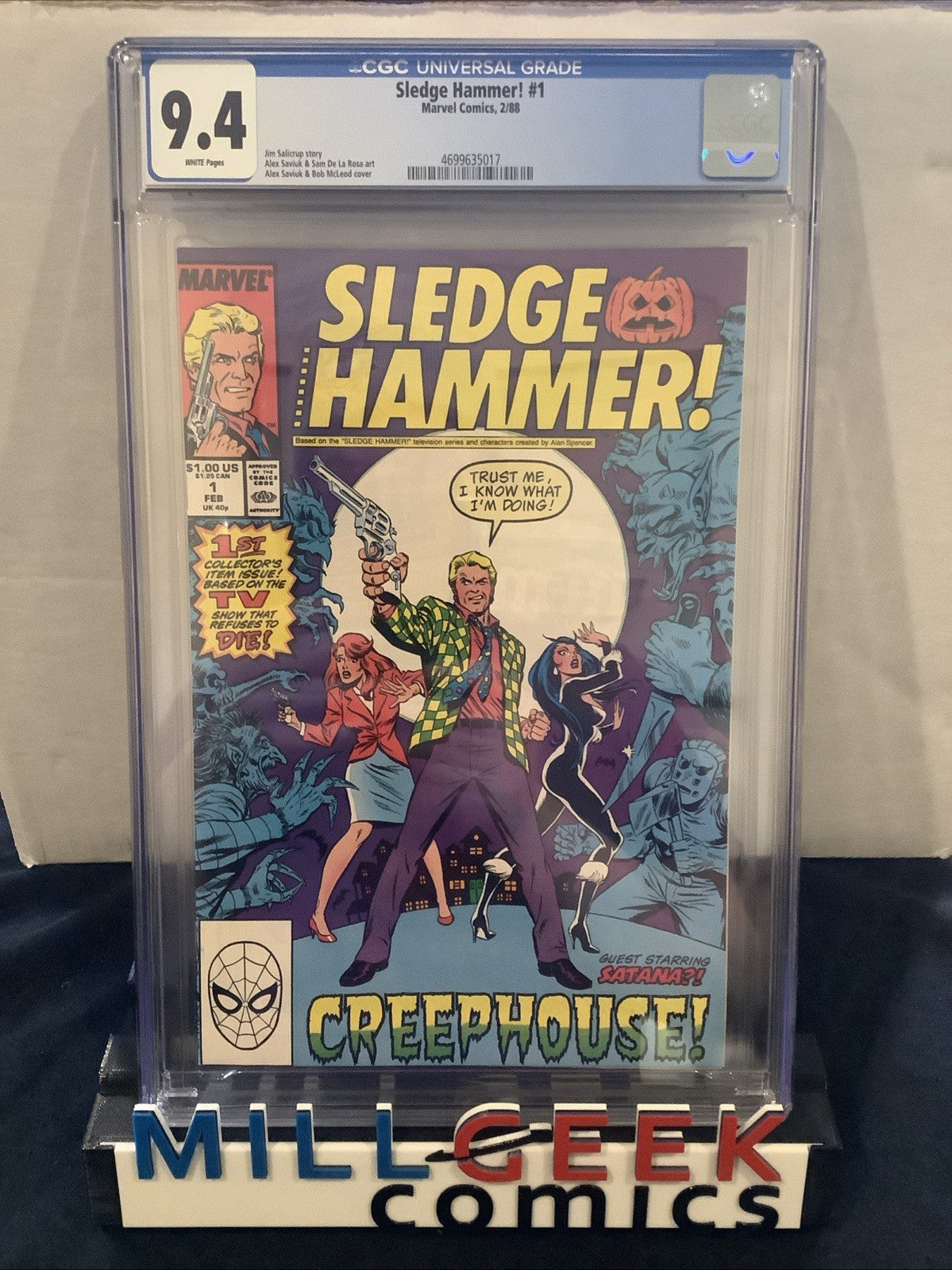 Sledge Hammer! #1, CGC Graded 9.4 (NM) Marvel, White Pages, Jim Salicrup, 1988