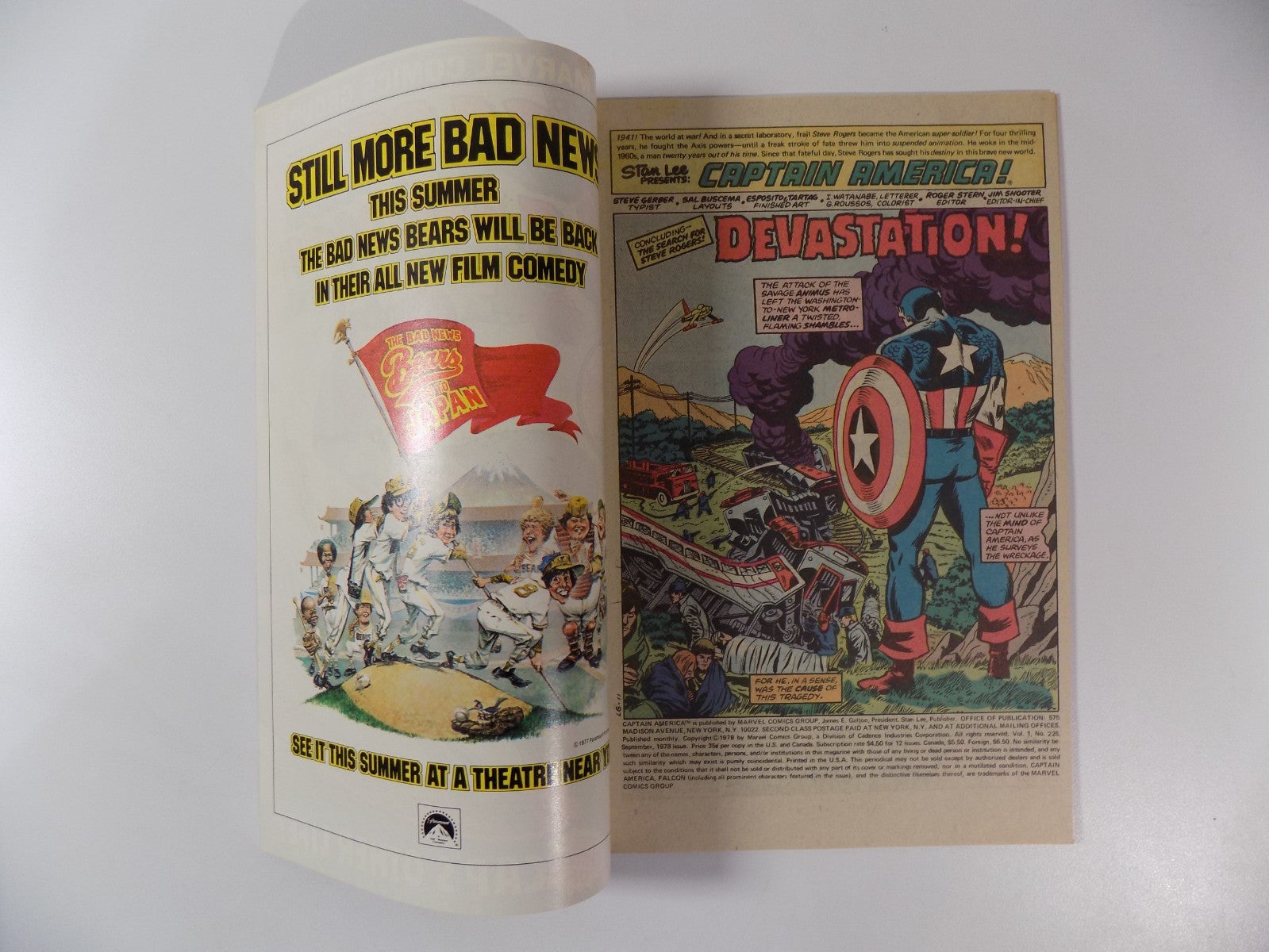 Captain America #225 Marvel Comic September 1978 Near Mint-