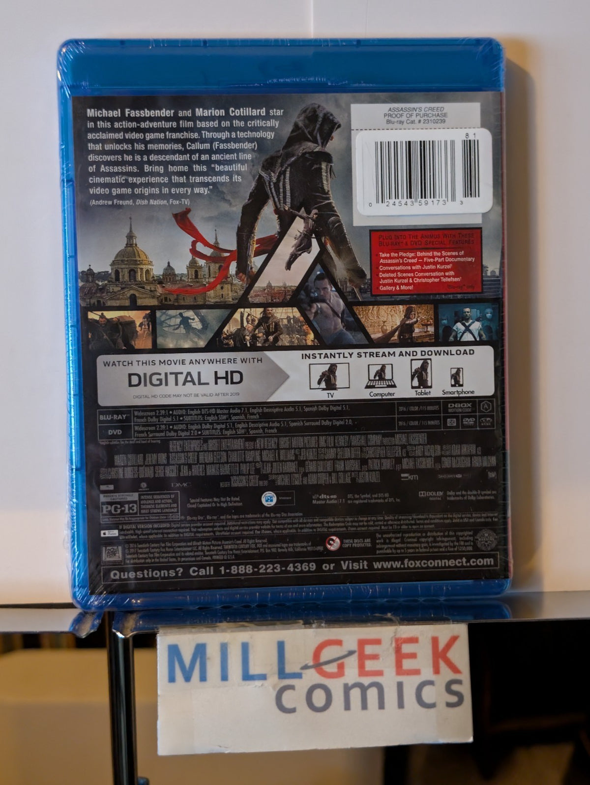 Assassin's Creed - Michael Fassbender (Blu-ray, 2016) -JD