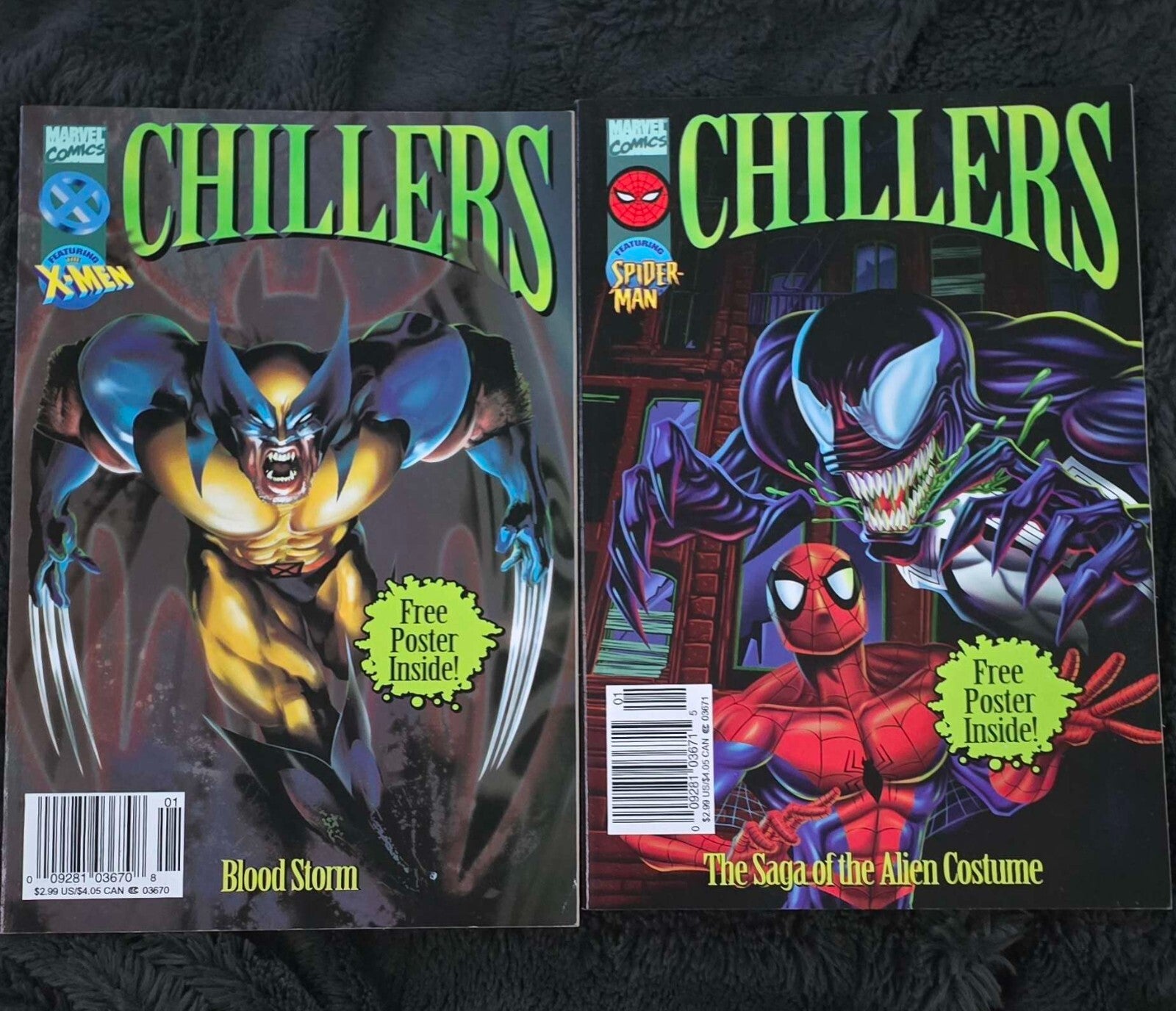 Marvel Chillers - X-Men & Spiderman 2 Book Lot - Venom! Light