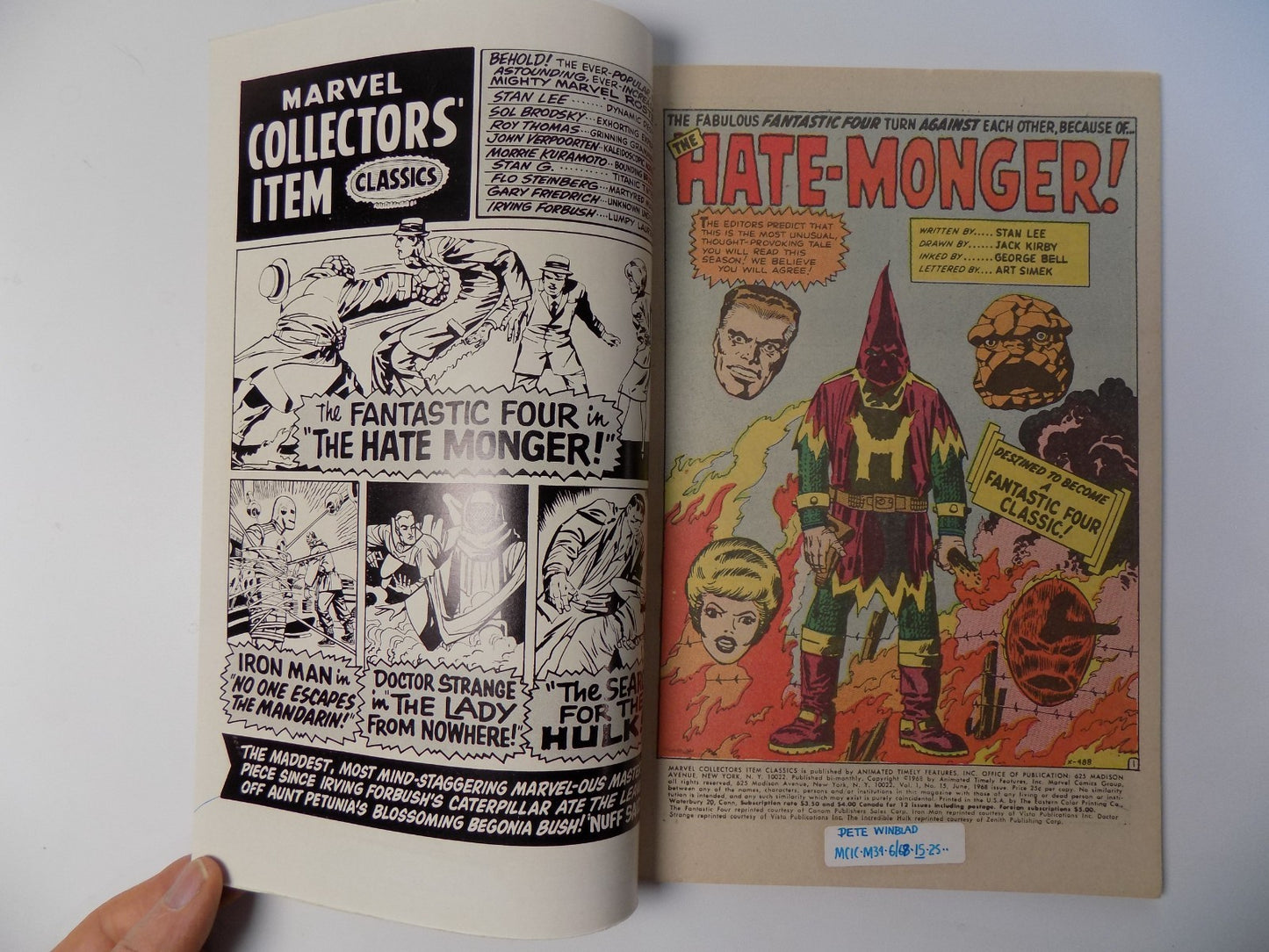 Marvel Collectors' Item Classics #15 Fine/Very Fine June 1968