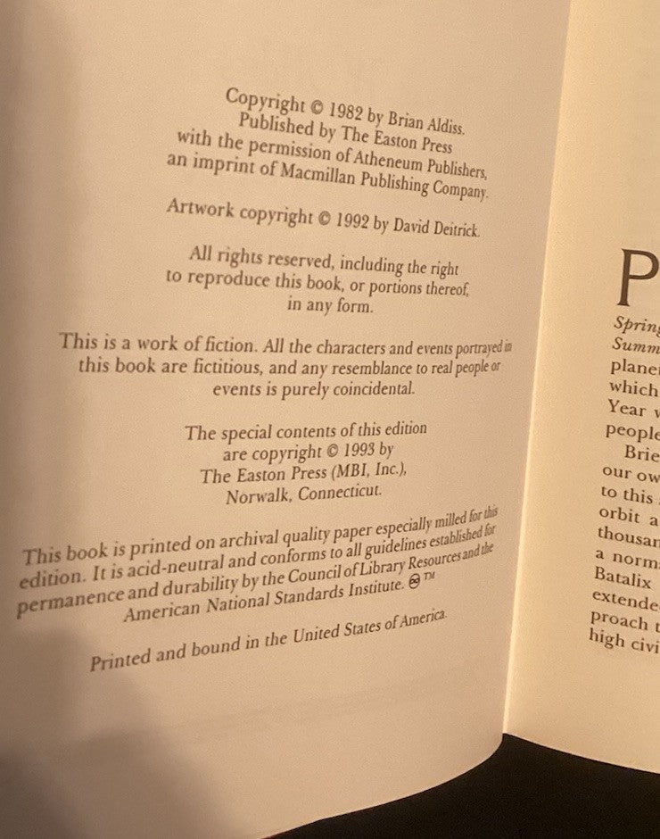 Helliconia Spring by Brian W. Aldiss (1993, Easton Press) Leather Bound -JD