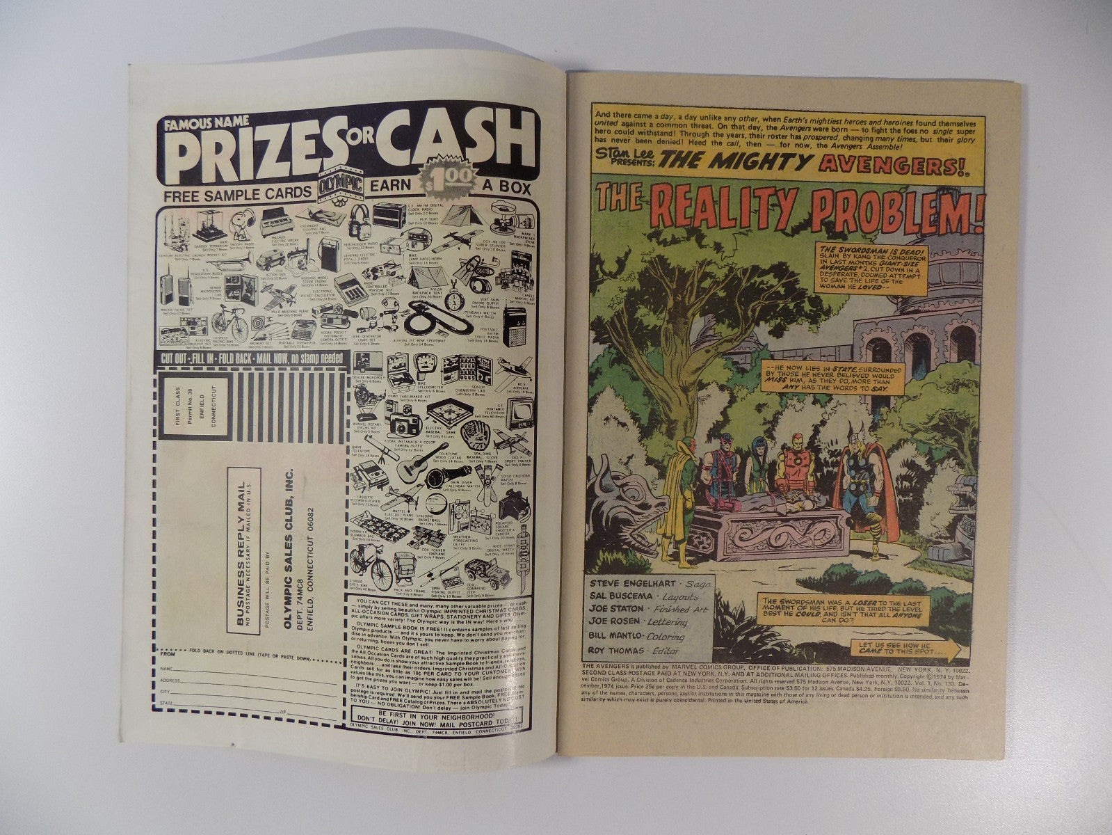 Avengers #130 Marvel Comic December 1974 Very Fine-