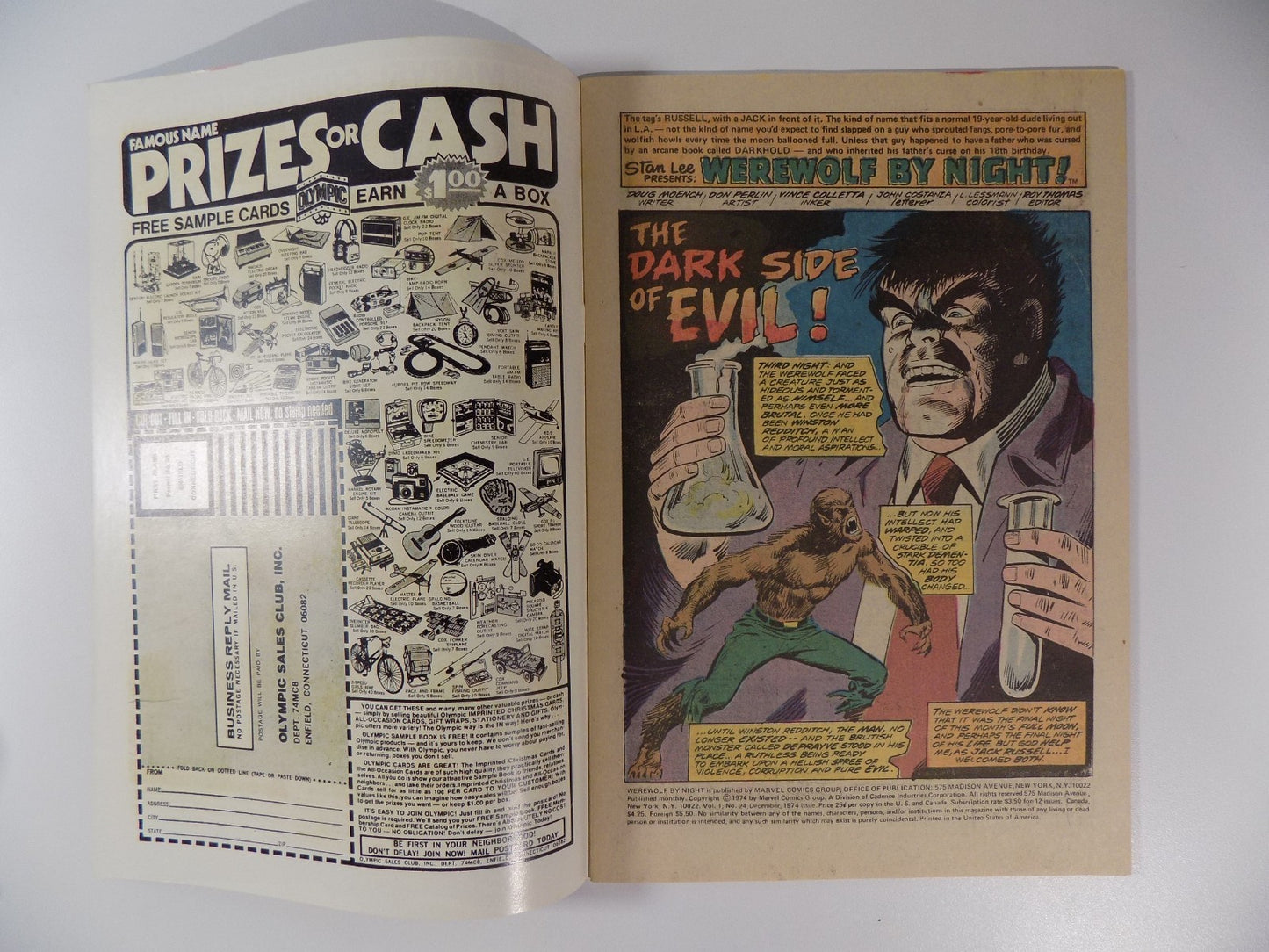 Werewolf by Night #24 Marvel Comic December 1974 Very Fine