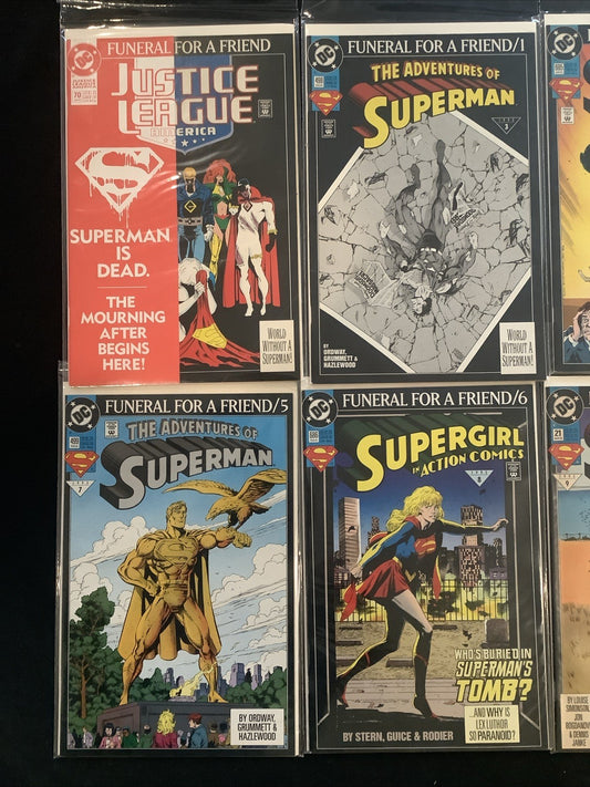 Superman Funeral For A Friend Comic Lot, + Legacy Of Superman, DC, Dan Jurgens