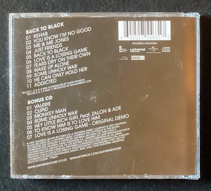 Amy Winehouse Back To Black (Argentina Import, CD, Like New) -JD