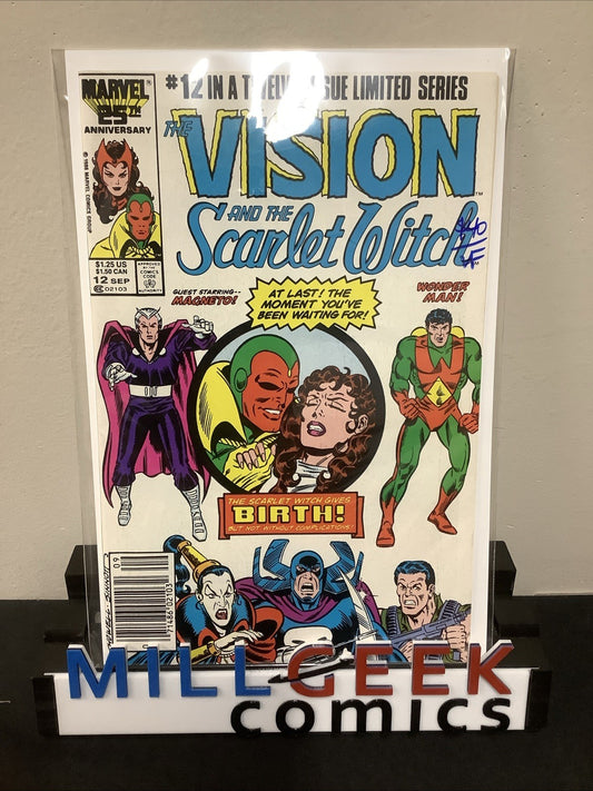 Vision & Scarlet Witch #12 (1986) VF (8.0) Newsstand, Birth Of Speed & Wiccan