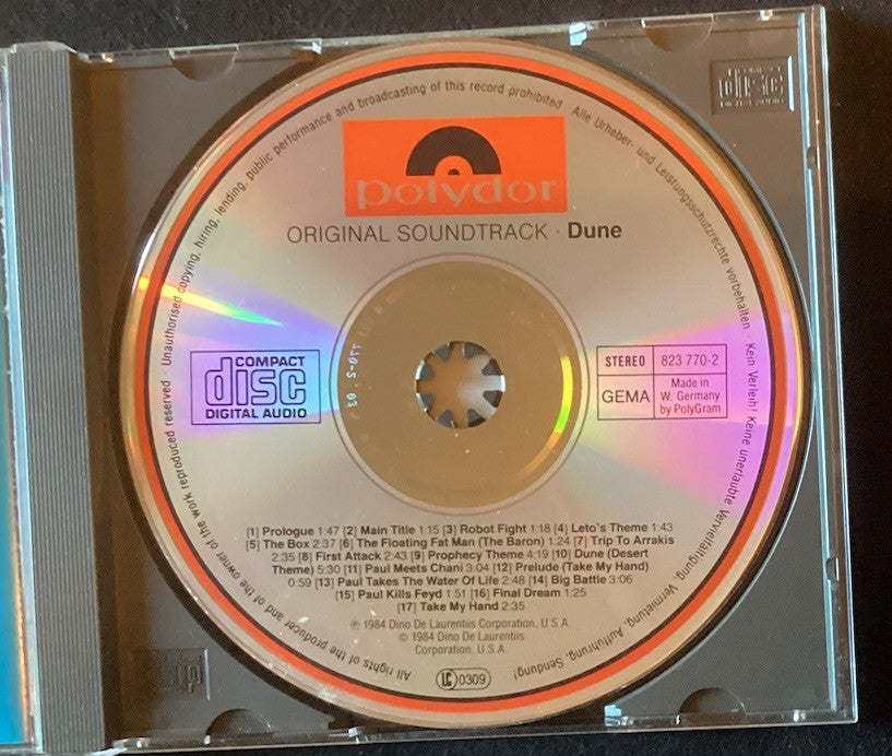 DUNE (Original Soundtrack CD) Written and Performed by TOTO Import Like New -JD