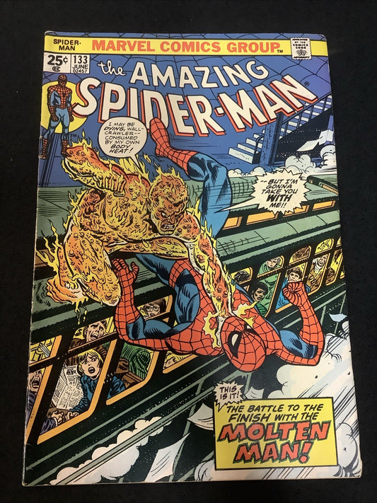 Amazing Spider-Man #133 (Marvel Comics June 1974) F+ (6.5) Molten Man