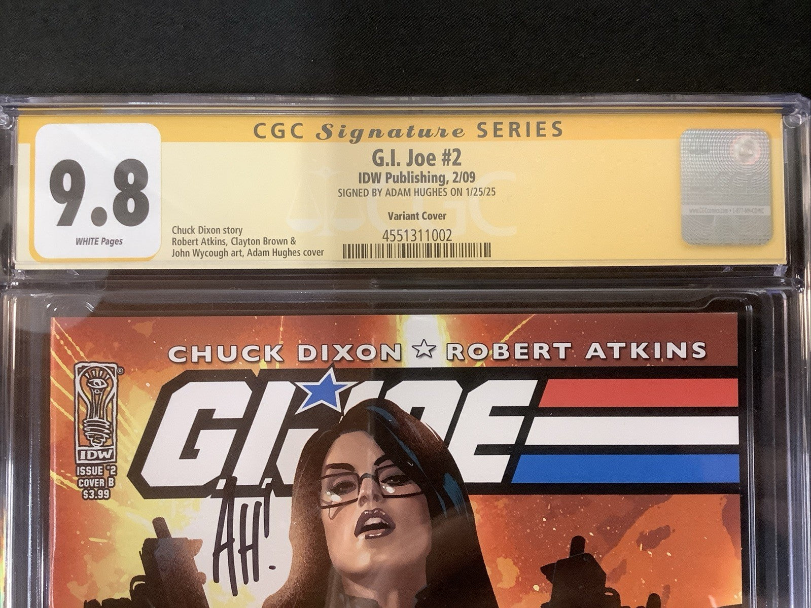 GI Joe #2 (Feb 2009) CGC Graded 9.8 (NM/M) White Pages, Adam Hughes Autographed!
