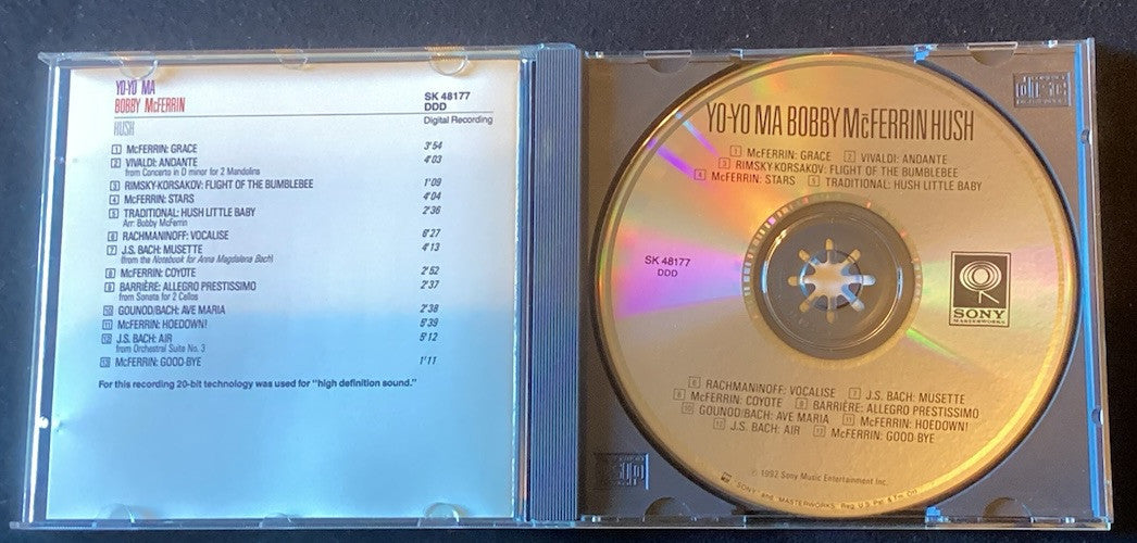 Yo-Yo Ma Bobby McFerrin Hush CD 1992 Sony Music 20 Bit High Technology Sound -JD