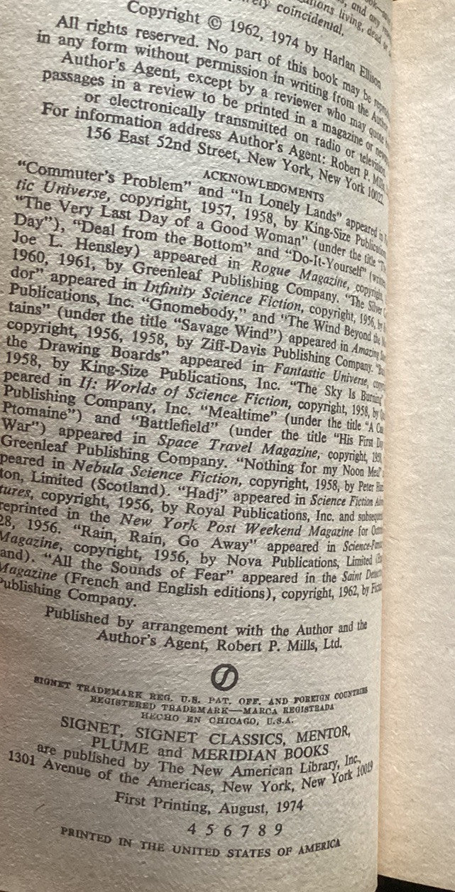 Ellison Wonderland by Harlan Ellison Signet 1974 paperback -JD