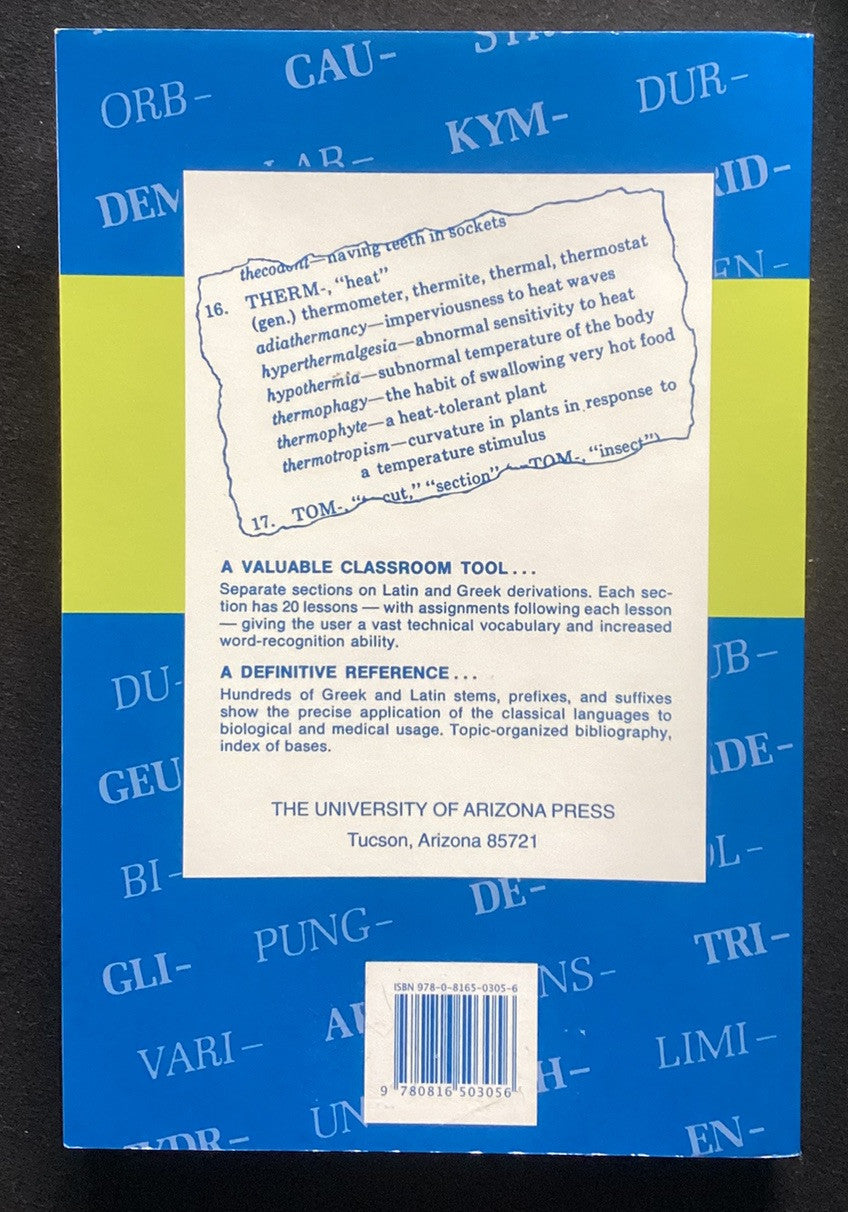 Bioscientific Terminology: Words from Latin and Greek Stems by Ayers, Donald -JD