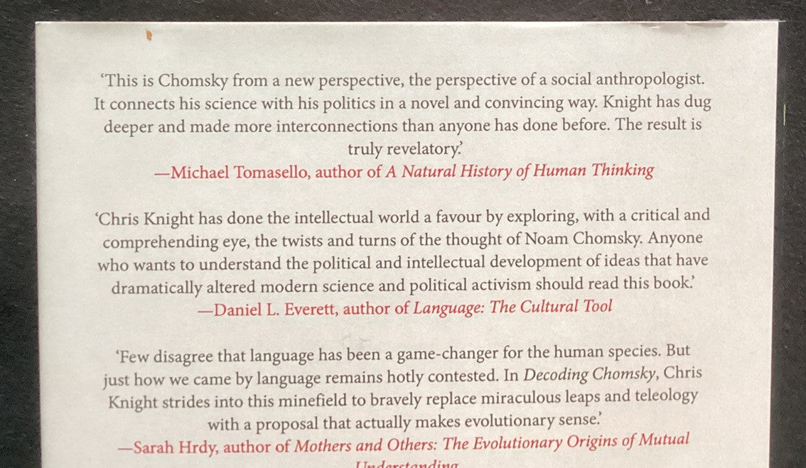 Decoding Chomsky: Science and Revolutionary Politics by Knight Chris Hardback JD